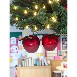 Vintage Mini Apple Ornaments Teacher Classroom Christmas Tree Farmhouse Sears